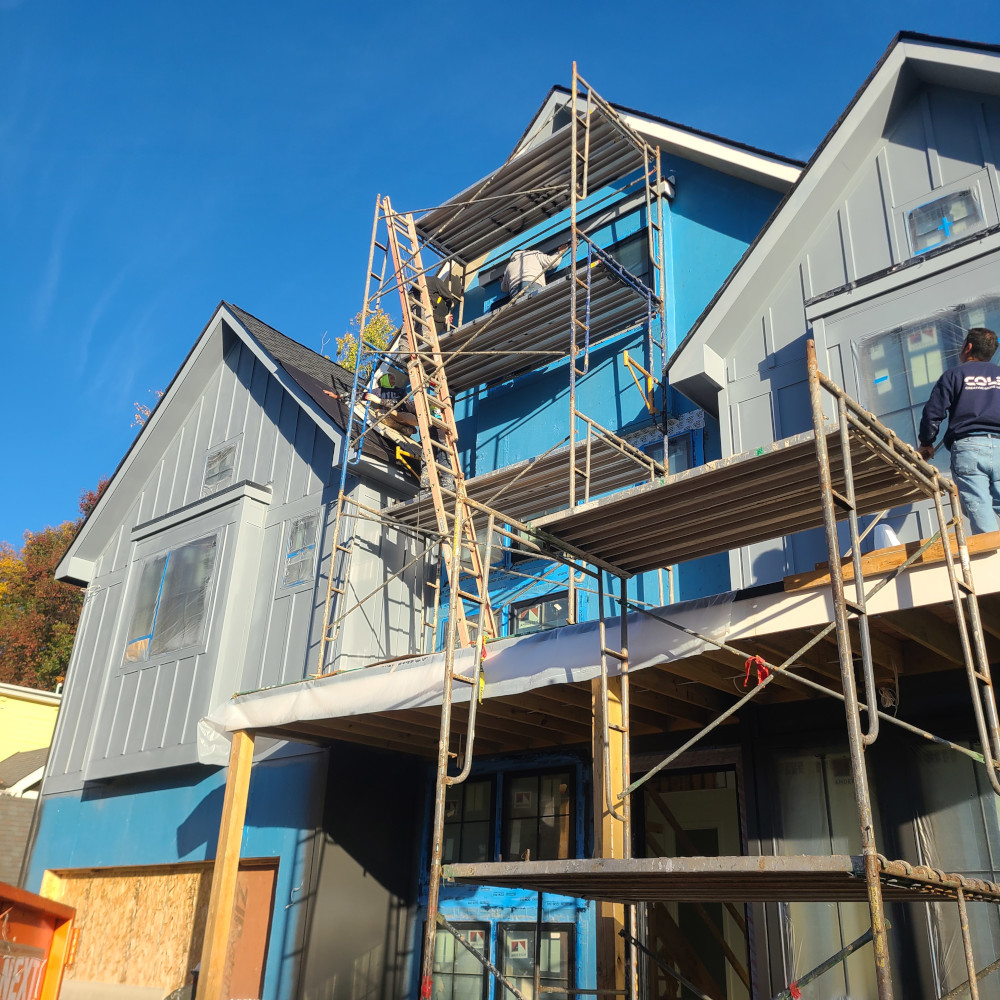 patio with stone steps and furniture